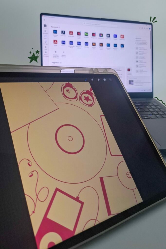 illustration d'une affiche devant un ordinateur